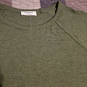 Zenana Outfitters Green Crew Neck Raglan short Sleeve waffle